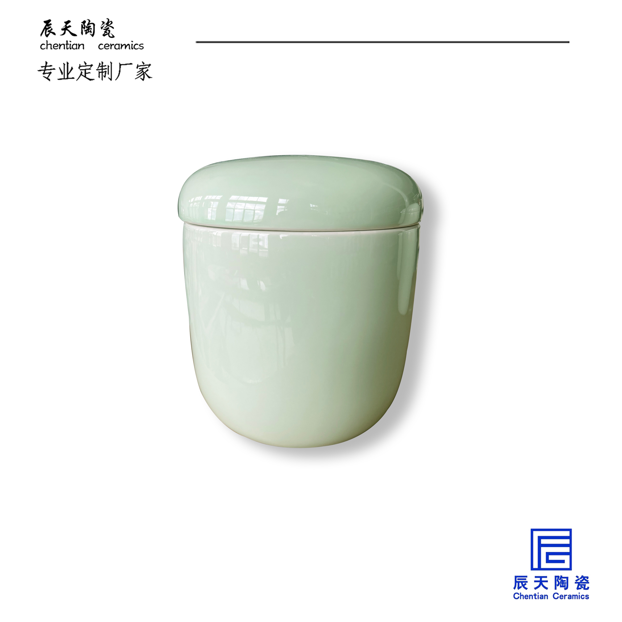 <b>客戶定製影青色陶瓷骨灰盒</b>