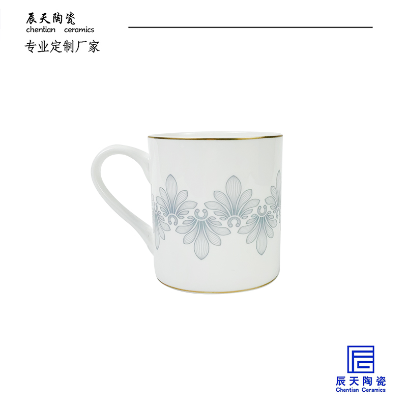 <b>客戶定製 極簡紋飾鍍金陶瓷馬克杯</b>